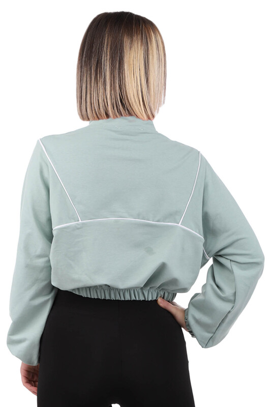 Half Zippered Crop Woman Sweatshirt | Green - Thumbnail