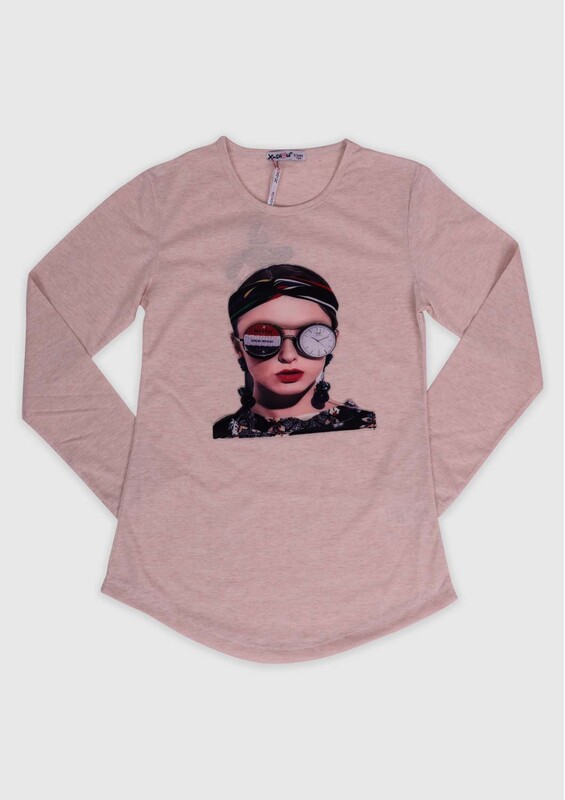 3D Glasses Printed Girl Sweatshirt | Cream - Thumbnail