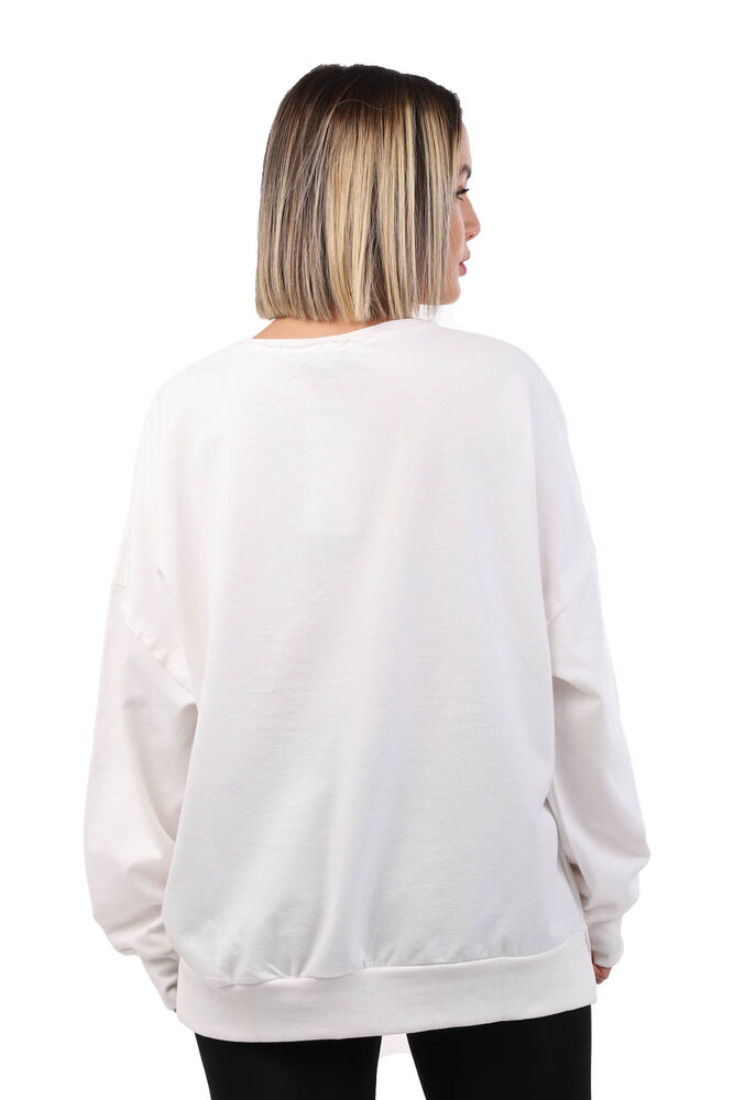 Basic Printed Woman Sweatshirt | Cream
