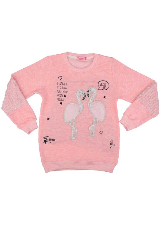 SİMİSSO - Flamingo Printed Girl Sweatshirt 1515 | Pink