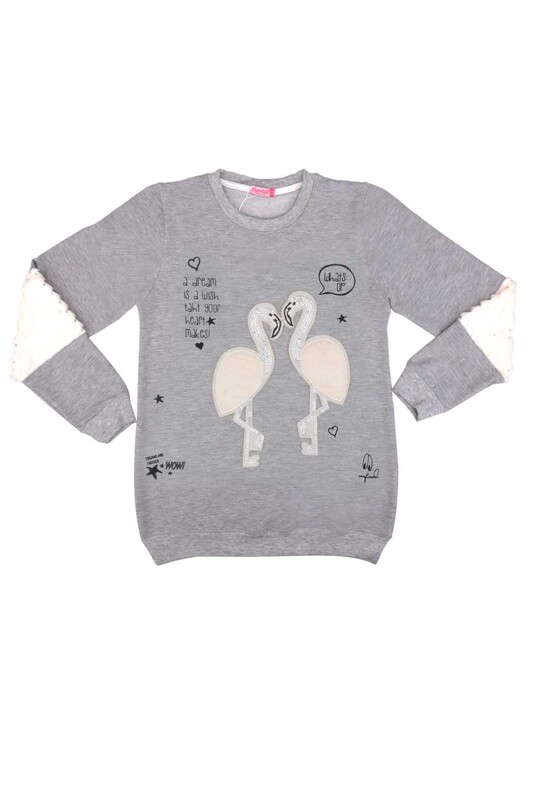 SİMİSSO - Flamingo Printed Girl Sweatshirt 1515 | Gray