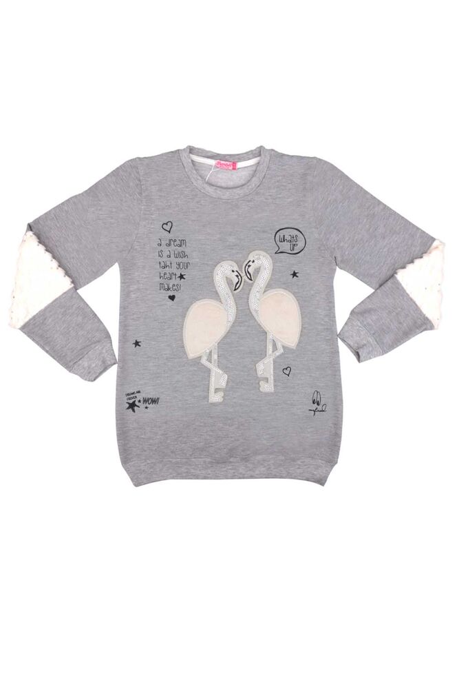 Flamingo Printed Girl Sweatshirt 1515 | Gray