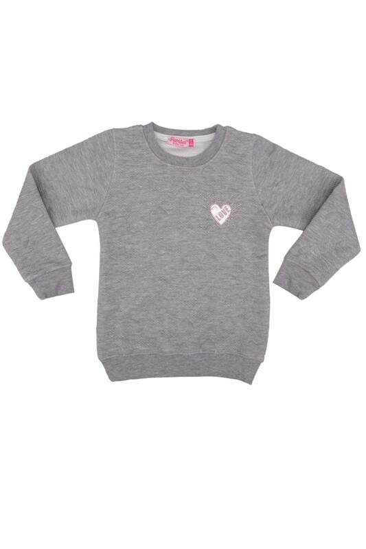SİMİSSO - Love Printed Girl Sweatshirt 1522 | Gray