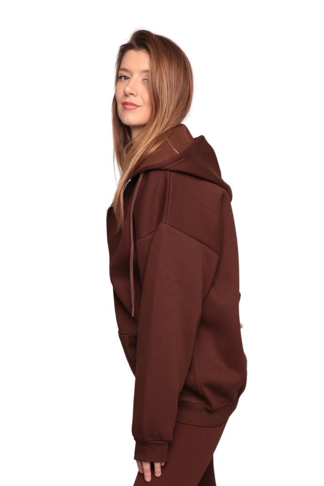 Fermuarlı 3 İplik Kadın Sweatshirt 3556 | Kahverengi