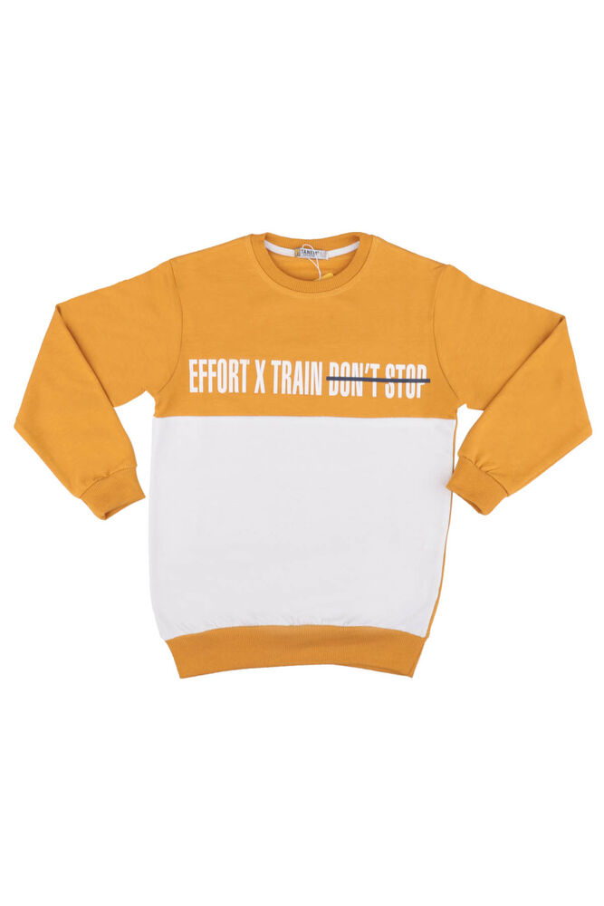 Text Printed Boy Sweatshirt | Mustard