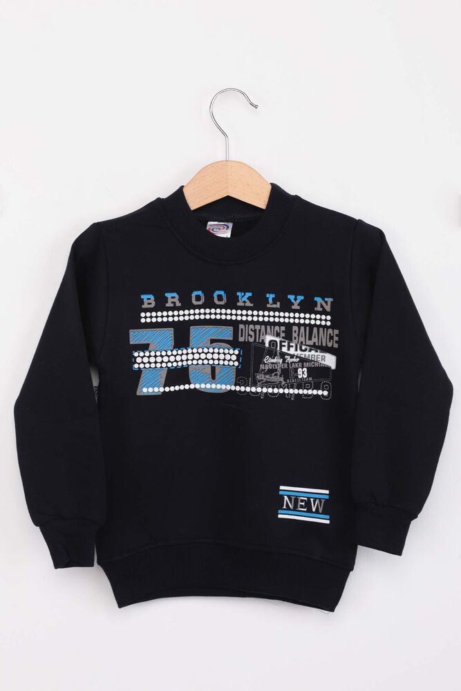 Brooklyn Printed Boy Sweatshirt | Navy Blue