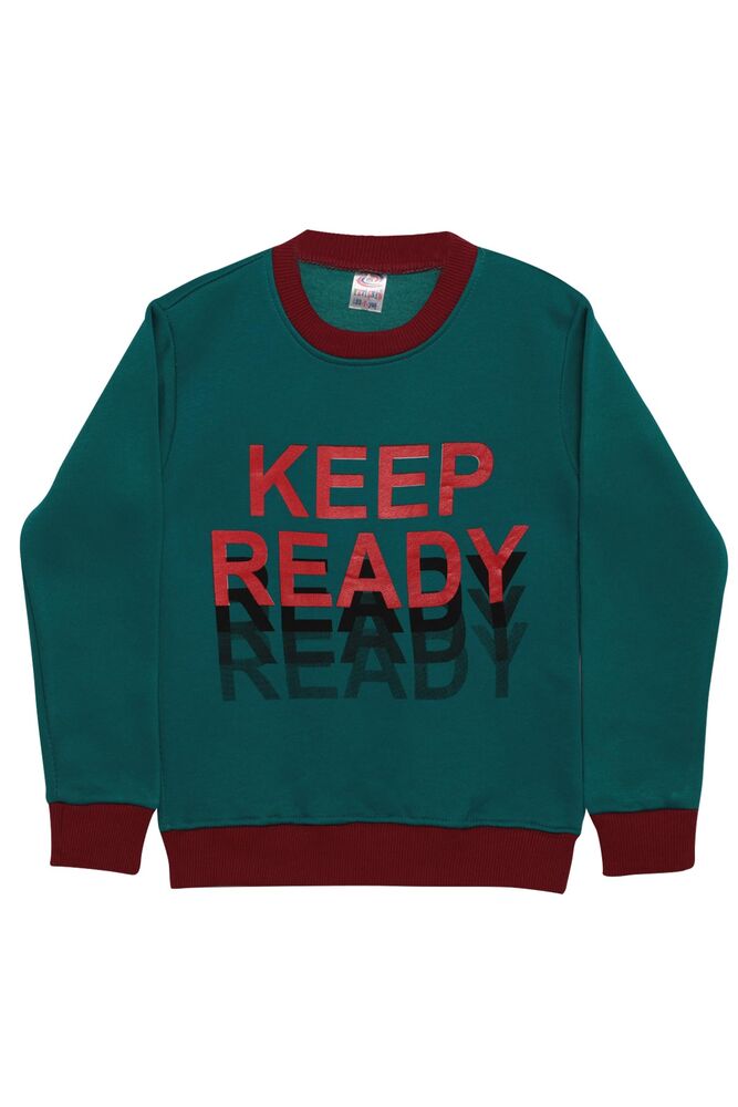 Keep Yazılı Şardonlu Erkek Çocuk Sweatshirt | Petrol