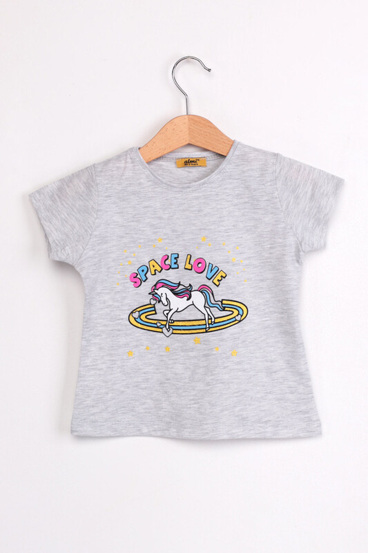 ALMİ - Çocuk Space Love Printed T-shirt | Gray