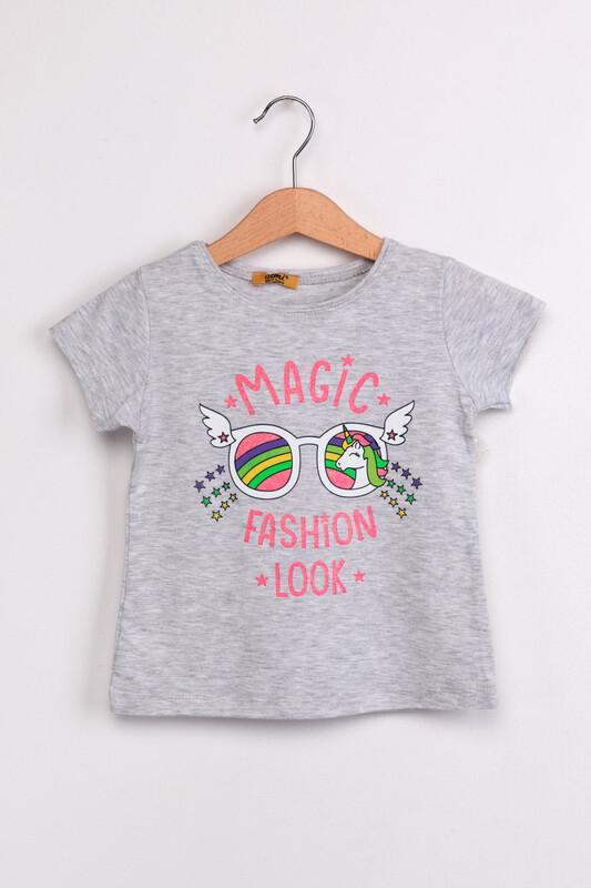 ALMİ - Kid Magıc Fashion Look Printed T-shirt | Gray