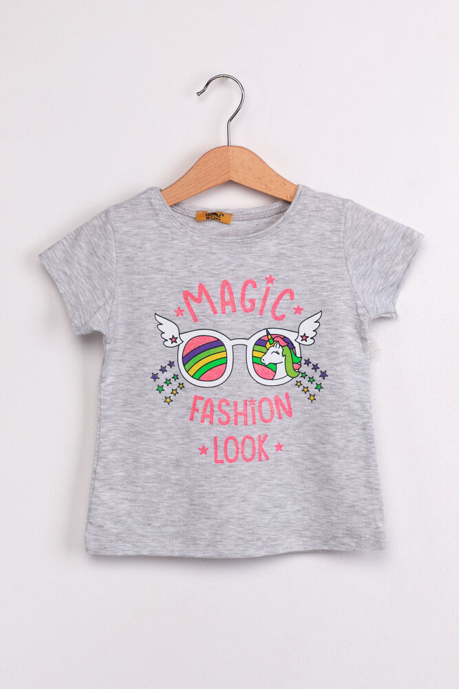 Kid Magıc Fashion Look Printed T-shirt | Gray