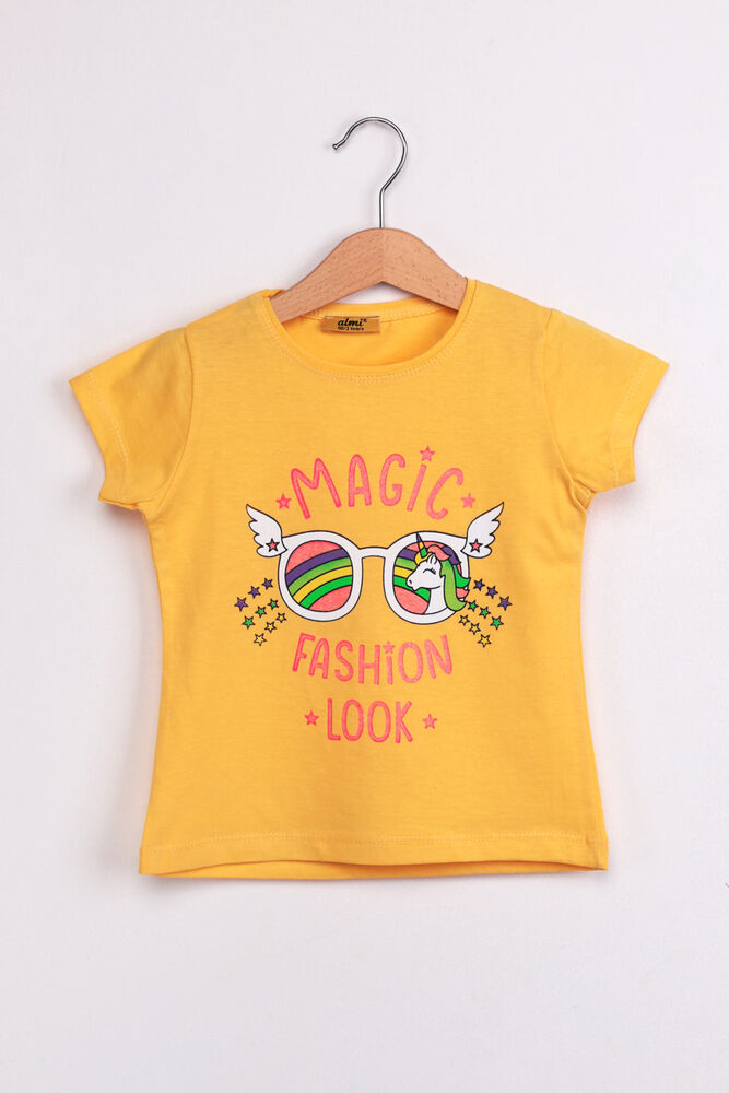 Kid Magıc Fashion Look Printed T-shirt | Yellow