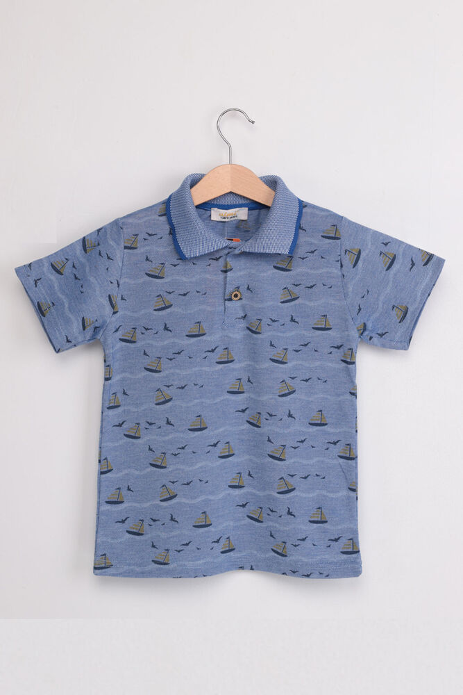 Waiter Sail Printed Short Sleeve Kid T-shirt | Blue