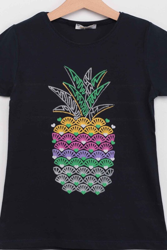Pineapple Printed Girl T-shirt | Ultramarine - Thumbnail
