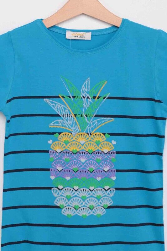 Pineapple Printed Girl T-shirt | Blue