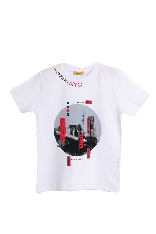 ALMİ - Waiter Amazing NYC Kid Printed T-shirt | White