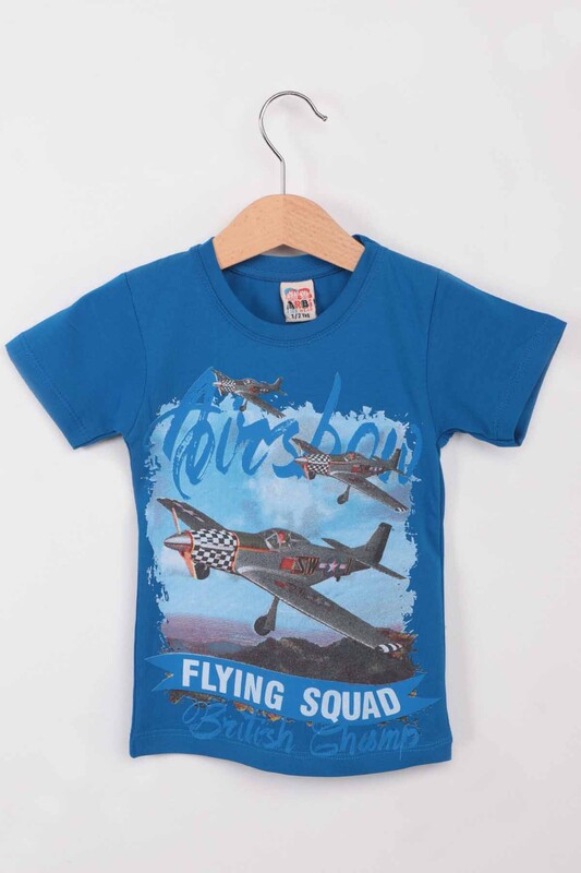 Airplane Printed Boy T-shirt | Sax - Thumbnail