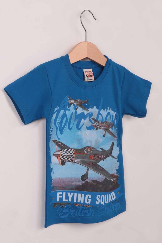 Airplane Printed Boy T-shirt | Sax - Thumbnail