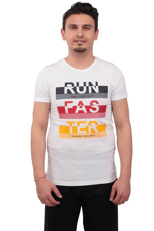 Real Rock Run Faster Printed Man T-shirt | White - Thumbnail