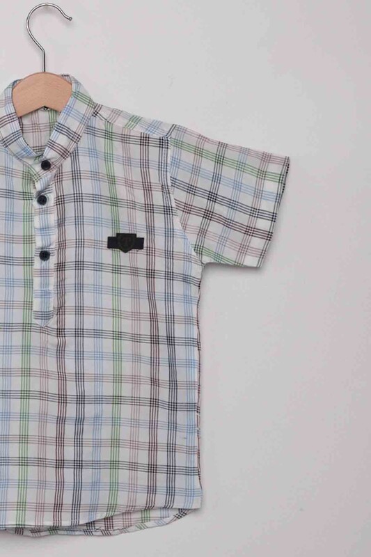 Line Pattern Boy Shirt | Green - Thumbnail