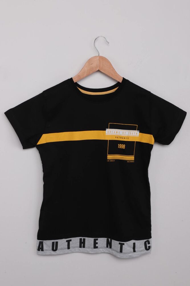 Text Printed Boy T-shirt | Black