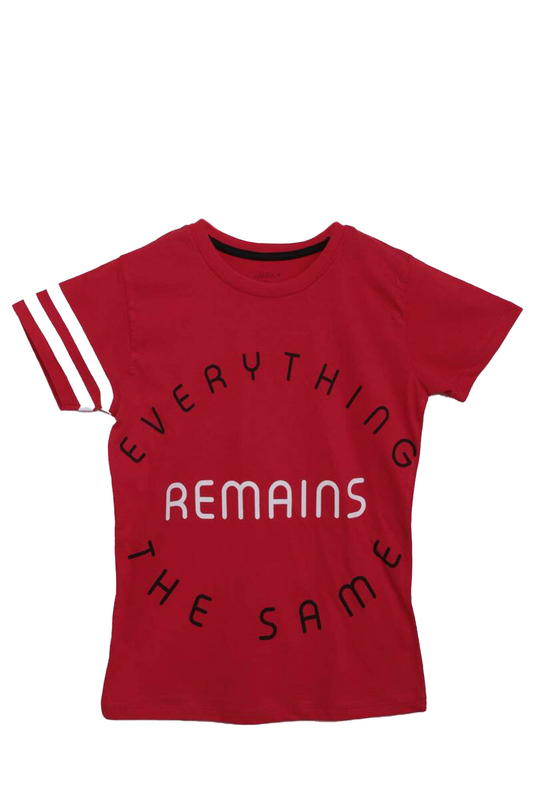 SİMİSSO - Text Printed Boy T-shirt 1370 | Red