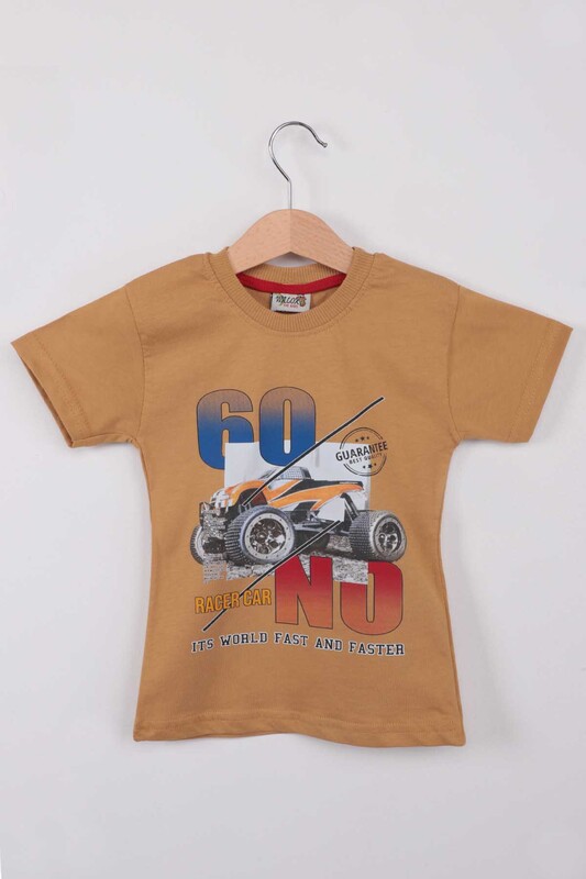 WALOX - Printed Short Sleeve Boy T-shirt 003 | Mustard