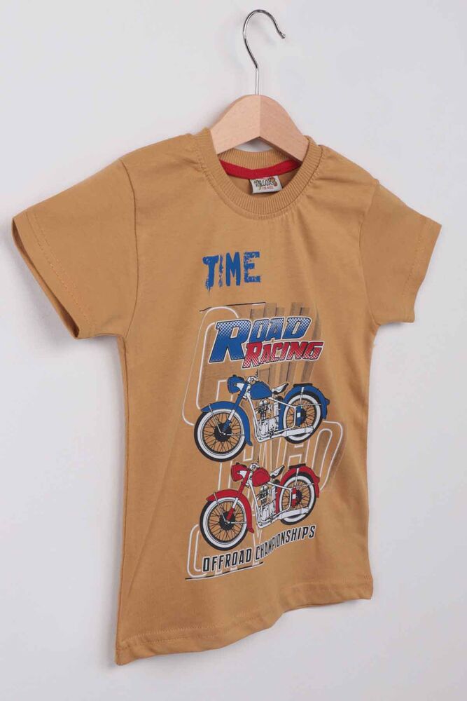 Printed Short Sleeve Boy T-shirt 008 | Mustard