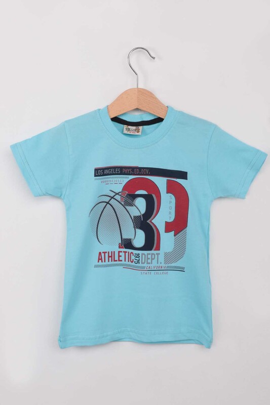 Printed Short Sleeve Boy T-shirt 009 | Mint - Thumbnail