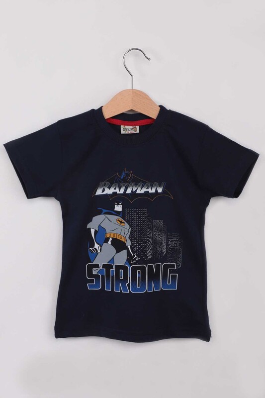 Printed Boy T-shirt 1216 | Navy Blue - Thumbnail
