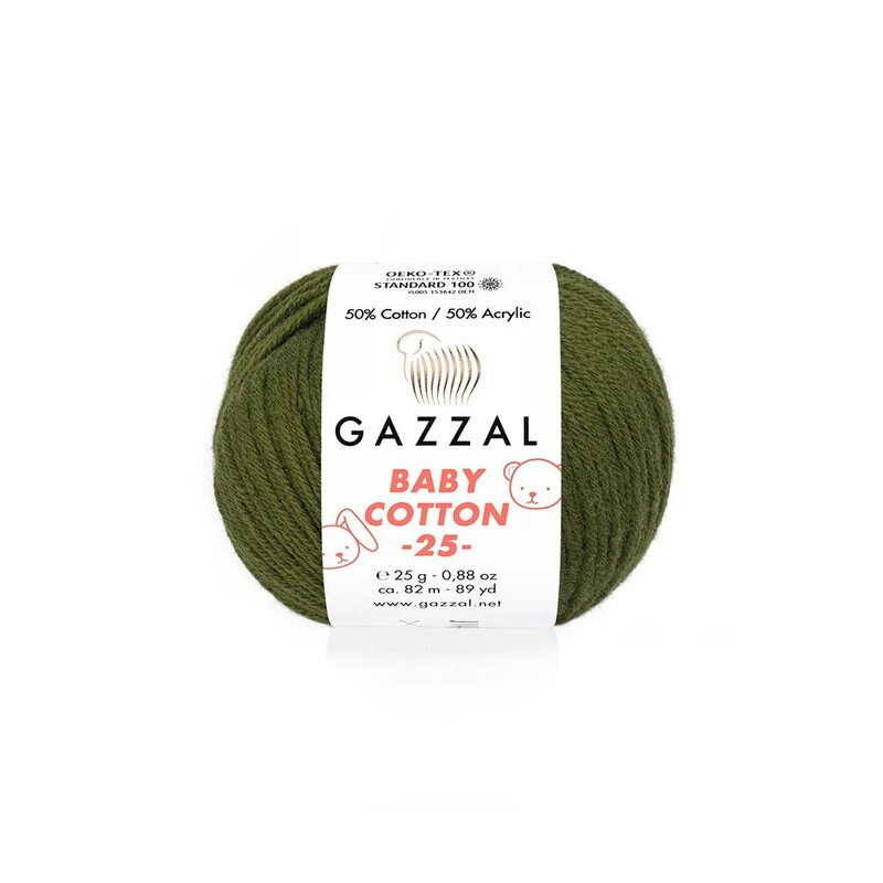 Gazzal - Пряжа Gazzal Baby Cotton 25 /Хаки 3463