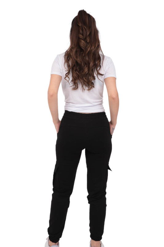 Cargo Woman Sweatpants with Pockets B-151 | Black - Thumbnail
