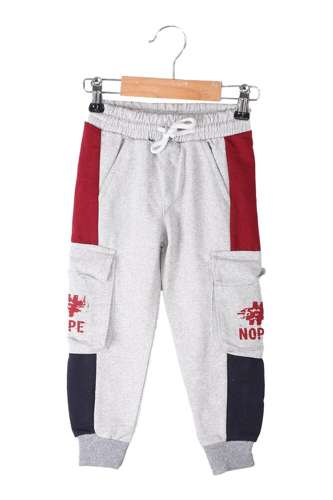 Boy Sweatpants with Cargo Pocket 3007 | Gray Red