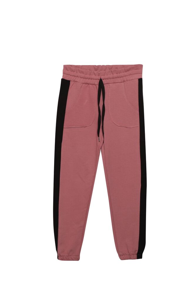 Şeritli Kız Çocuk Eşofman Altı | Pembe