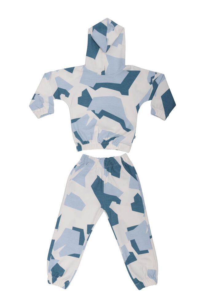 Patterned Girl Tracking Suit 20653 | Blue