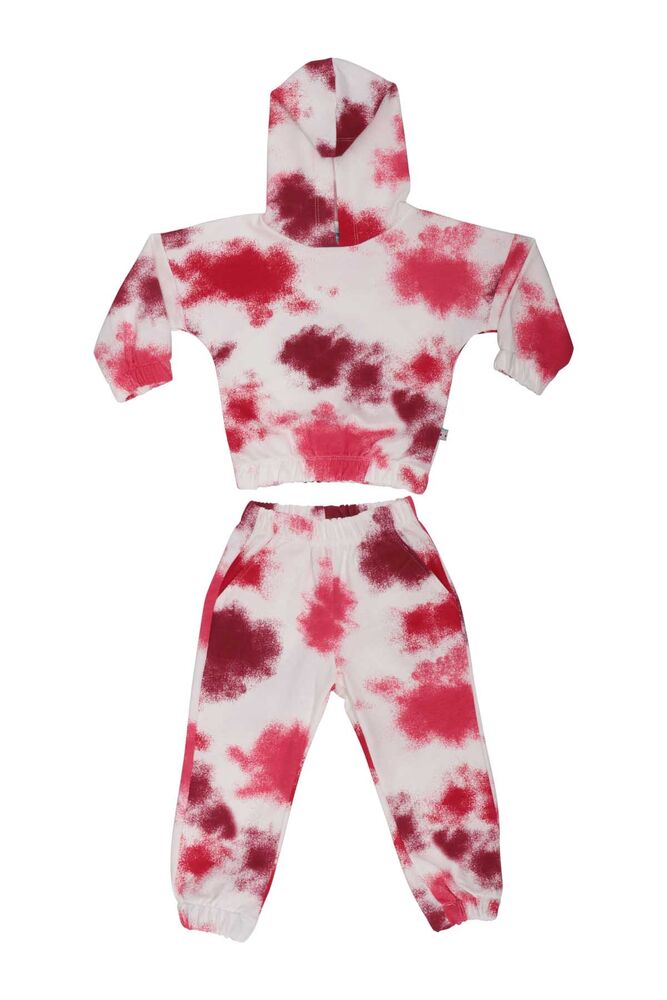 Patterned Girl Tracking Suit 20655 | Red