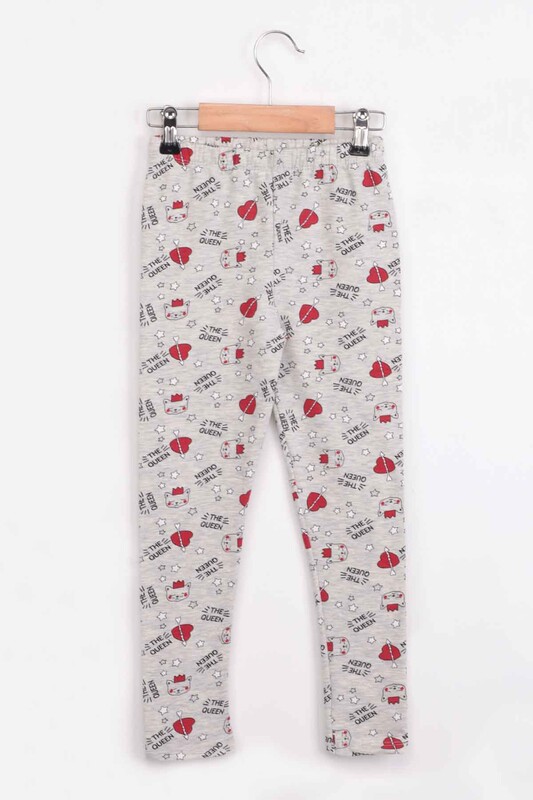 Heart Printed Girl Tracking Suit Bottom | Gray - Thumbnail