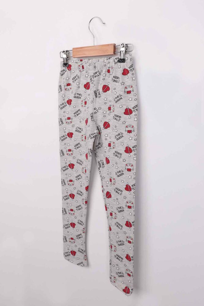 Heart Printed Girl Tracking Suit Bottom | Gray