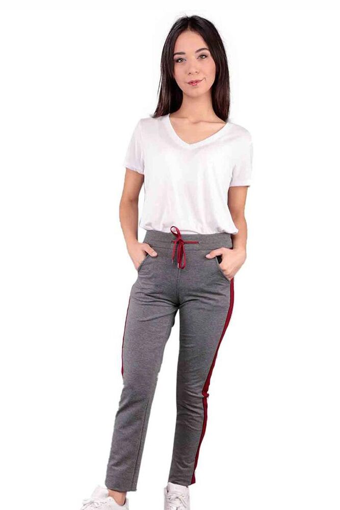 Straight Cut Striped Woman Sweatpants 108 | Gray