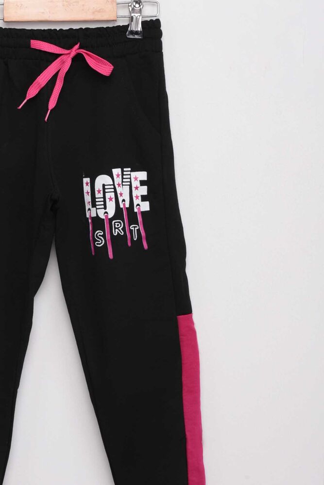 Love Printed Girl Tracking Suit | Black