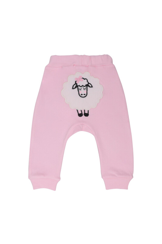 Lamb Embroidered Baby Single Bottom 1042 | Baby Pink - Thumbnail