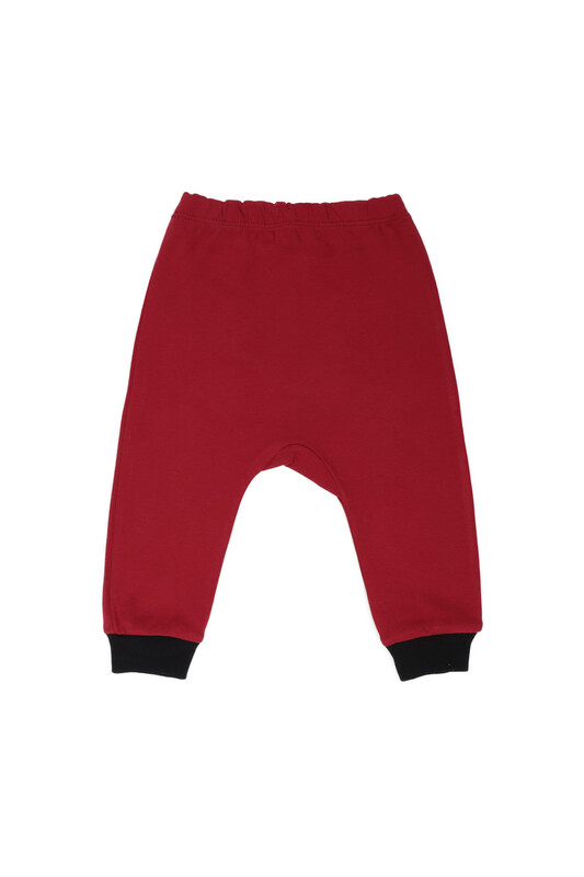 Dog Embroidered Baby Single Bottom 1043 | Red - Thumbnail
