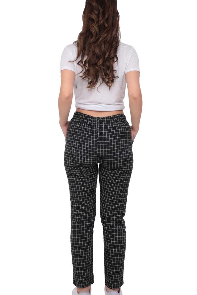 Square Patterned Woman Tight Pants 19008 | Black