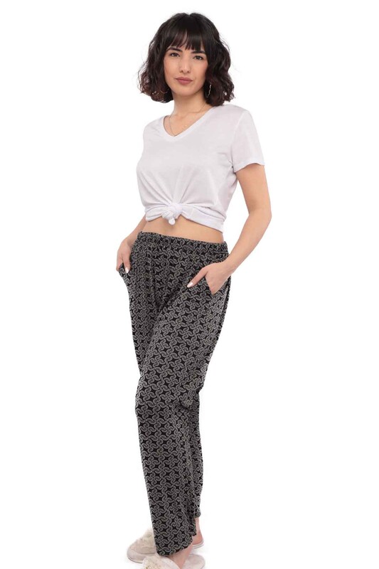 Viscose Plus Size Woman Pants with Pockets 1012 | Black - Thumbnail