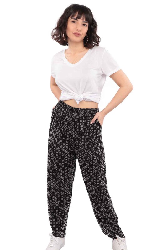 Viscose Plus Size Woman Pants 1017 | Black - Thumbnail