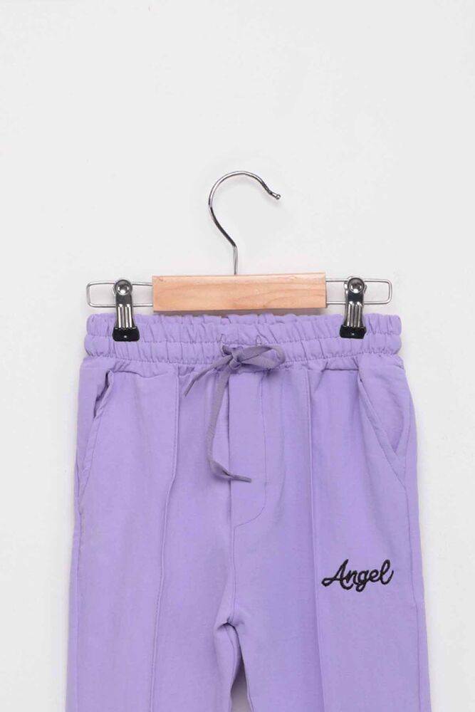 Letter Printed Girl Pants | Lilac