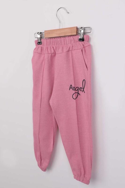 Letter Printed Girl Pants | Pink - Thumbnail