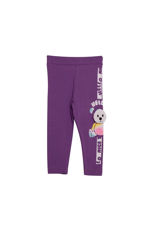 TİMİ KİDS - Teddy Printed Girl Leggings 3878 | Purple