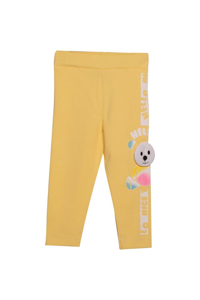 Teddy Printed Girl Leggings 3878 | Yellow