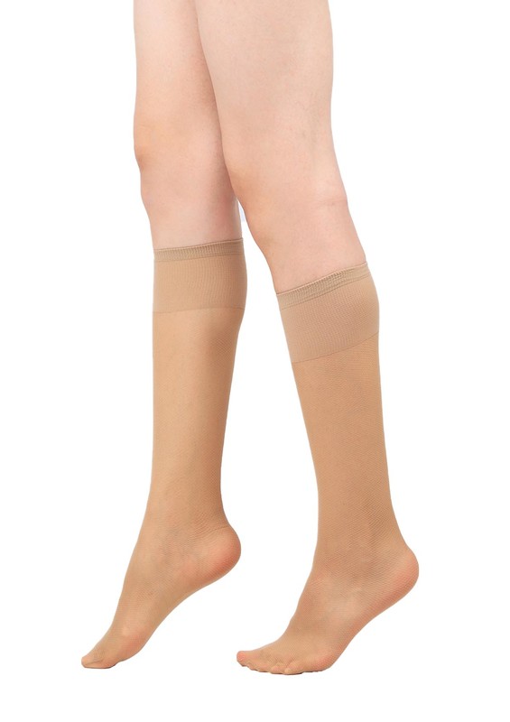 Penti 15 Lace Low-Knee Socks | Tan - Thumbnail