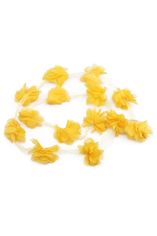 SİMİSSO - Lazer Kesim Şerit Çiçek Sarı 1m
